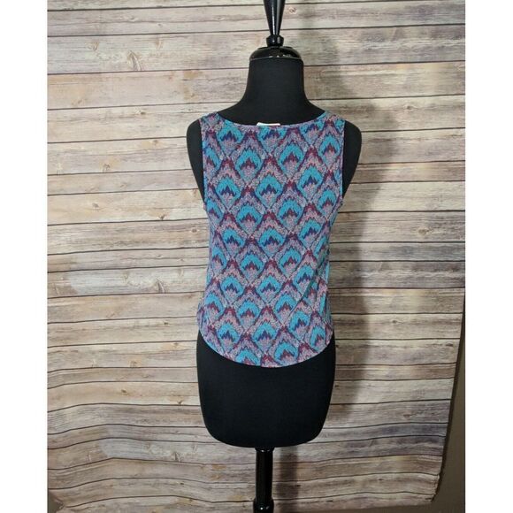 Lush Womens Small Sleeveless Tank Top Tie Bottom Blue Purple - Picture 5 of 6